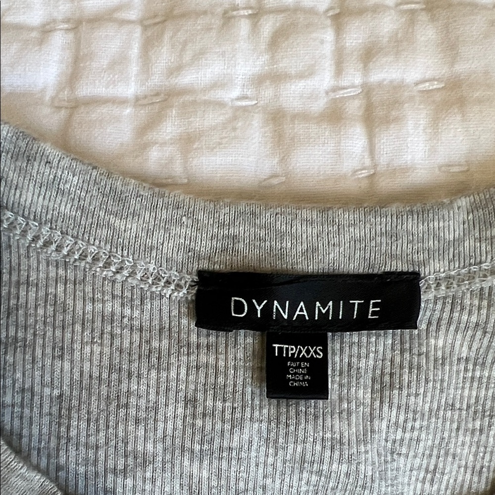 Dynamite Light Gray Ribbed Crop Top - Picture 2 of 2
